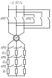 Схема управления асинхронным электродвигателем с пусковыми сопротивлениями